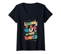 Femme L'apprentissage du système Solaire est Hors de ce Professeur de Sciences du Monde T-Shirt avec Col en V