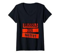 Femme l'arc-en-Ciel de micros. Vague Violette Bruxelles 2026 T-Shirt avec Col en V