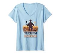 Femme L'archéologie est Mon Explorateur archéologue superpuissant T-Shirt avec Col en V