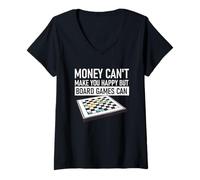 Femme L'argent ne peut pas vous rendre heureux, mais les jeux de société le peuvent T-Shirt avec Col en V