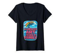 Femme l'art généré par l'IA nourrit ma Famille drôle T-Shirt avec Col en V