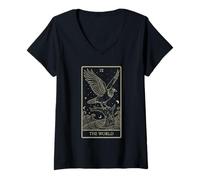 Femme L'art mondial du tarot - Raven Cosmic Unity Design V2 T-Shirt avec Col en V