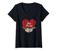 Femme Las Cruces New Mexico USA Vintage Vacation Heart Roses T-Shirt avec Col en V