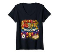 Femme Las Vegas Bracelet de l'amitié Casino et icônes de la Vie Nocturne T-Shirt avec Col en V