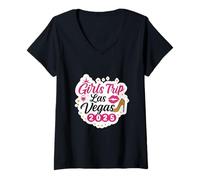 Femme Las Vegas Match Girls Trip Squad Best Friends Women Party T-Shirt avec Col en V