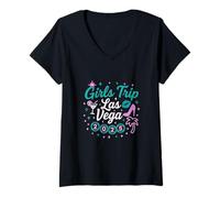 Femme Las Vegas Match Girls Trip Squad Best Friends Women Party T-Shirt avec Col en V