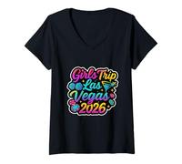 Femme Las Vegas Matching Girls Trip Squad Best Friends Women 2026 T-Shirt avec Col en V