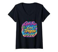 Femme Las Vegas Matching Girls Trip Squad Best Friends Women 2026 T-Shirt avec Col en V