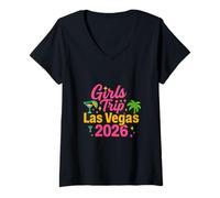 Femme Las Vegas Matching Girls Trip Squad Best Friends Women 2026 T-Shirt avec Col en V
