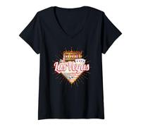 Femme Las Vegas Nevada États Unis Casino Vintage USA Souvenir T-Shirt avec Col en V