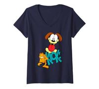 Femme Lasagne Garfield Odie Kicking Crazy Cat Lover Street Classic T-Shirt avec Col en V