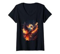 Femme L'ascension majestueuse du phénix épique T-Shirt avec Col en V