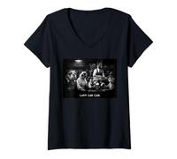 Femme Last Call Club - Chiens et Chats fumant et Buvant T-Shirt avec Col en V