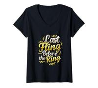 Femme Last Fling Before The Ring Bachelorette Party Bride T-Shirt avec Col en V