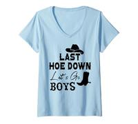 Femme Last Hoe Down Bachelorette Party Cowboy Women Lets Go Girls T-Shirt avec Col en V