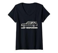 Femme Last Responder Hearse Funeral Morgue Dark Humor EMT T-Shirt avec Col en V