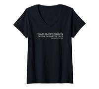Femme Latin Classique - Gallia Est Omnis Divisa in Partes Tres T-Shirt avec Col en V