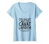 Femme Latin - Gutta cavat lapidem T-Shirt avec Col en V