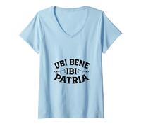 Femme Latin - Ubi bene, ibi Patria T-Shirt avec Col en V