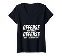 Femme L'attaque gagne des matchs, des championnats de défense, des Sports et des T-Shirt avec Col en V