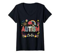 Femme L'autisme accepte comprendre l'amour T-Shirt avec Col en V
