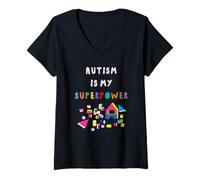 Femme l'Autisme est Mon Super Pouvoir T-Shirt avec Col en V