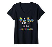Femme l'Autisme est Mon Super Pouvoir T-Shirt avec Col en V
