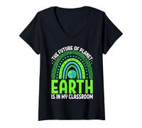 Femme l'avenir de la planète Terre est dans ma Salle de Classe T-Shirt avec Col en V