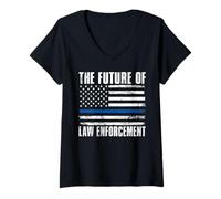 Femme l'avenir de la Police d'application de la Loi T-Shirt avec Col en V