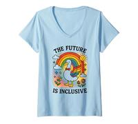 Femme L'avenir est inclusif, LGBTQ, progrès, fierté, égalité, homosexualité T-Shirt avec Col en V