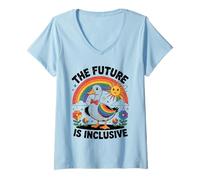 Femme L'avenir est inclusif, LGBTQ, progrès, fierté, égalité, homosexualité T-Shirt avec Col en V