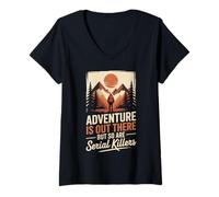 Femme L'Aventure est là : Les tueurs en série True Crime Outdoor T-Shirt avec Col en V