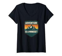 Femme L'Aventure est Un état d'esprit T-Shirt avec Col en V