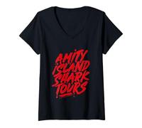Femme L'Aventure Jaws 2025 d'Amity Island Shark Tours T-Shirt avec Col en V