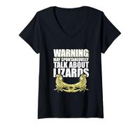 Femme L'avertissement des Reptiles Peut spontanément Commencer à Parler de lézard T-Shirt avec Col en V