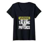 Femme L'avertissement Peut Commencer à Parler de Physique T-Shirt avec Col en V