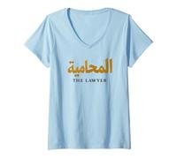 Femme L'avocat élégant bilingue Arabe pour Les Professionnels du Droit T-Shirt avec Col en V