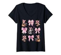 Femme Lawyer Advocate Balance of Justice Girl Coquette Bow Rose Mom T-Shirt avec Col en V