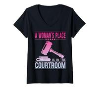 Femme Lawyer Women's Place is in The Courtroom Law Étudiants T-Shirt avec Col en V