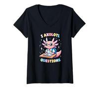 Femme L'axolotl pose des questions sur le plaisir d'enseigner les amphibiens à l'école T-Shirt avec Col en V