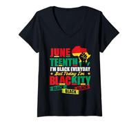 Femme Le 16 Juin, Je suis Noir Tous Les Jours, mais Aujourd'hui Je suis Blackity T-Shirt avec Col en V