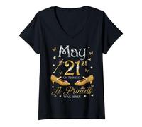 Femme Le 21 mai, Une Princesse est née Le 21 mai, Anniversaire, Filles T-Shirt avec Col en V