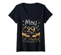 Femme Le 29 mai, Une Princesse est née Le 29 mai, Anniversaire, Filles T-Shirt avec Col en V