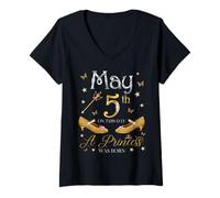 Femme Le 5 mai, Une Princesse est née. 5 mai, Anniversaire, Filles T-Shirt avec Col en V