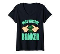 Femme Le Banquier le Plus Génial et Réussi en Finance T-Shirt avec Col en V