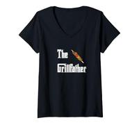 Femme Le Barbecue Grillfather Shish Kabab T-Shirt avec Col en V