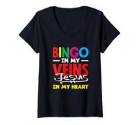 Femme Le Bingo est dans Mes veines, Jésus dans Mon cœur, la Vie T-Shirt avec Col en V