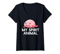 Femme Le Blobfish EST Mon Animal Spirituel Funny Blob Fish Meme T-Shirt avec Col en V