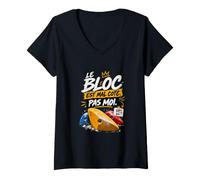 Femme Le Bloc Est Mal Coté Pas Moi Humour Escalade Indoor T-Shirt avec Col en V