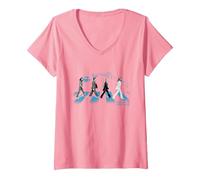 Femme Le Blues de Rue des Beatles Abbey Road T-Shirt avec Col en V, Rose, XL